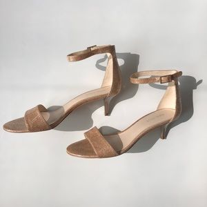 Nine West gold ankle strap heels